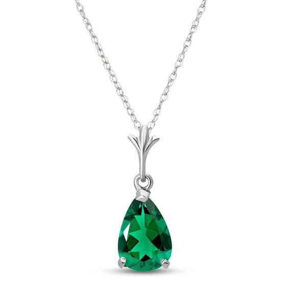 14K Gold Necklace with Lab Created Emerald